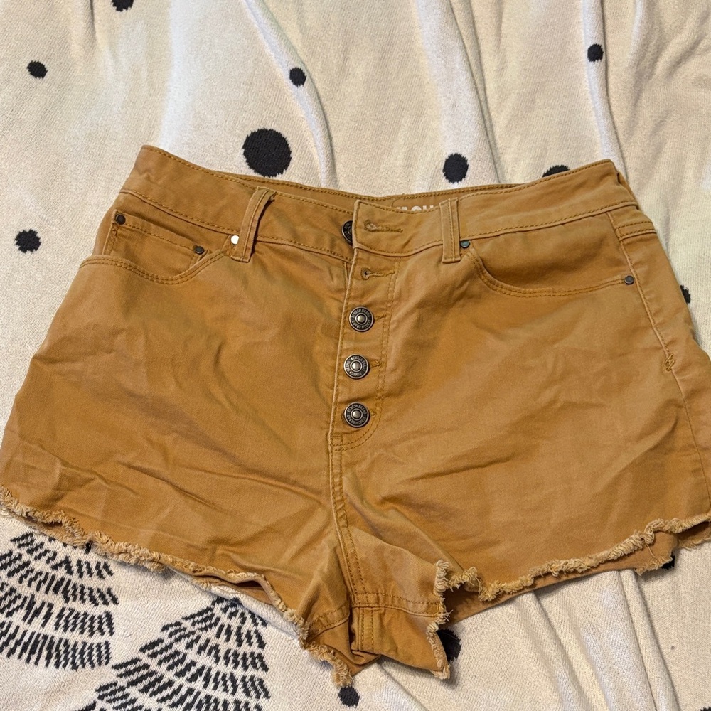 Rewash High Waist Brown Button Shorts